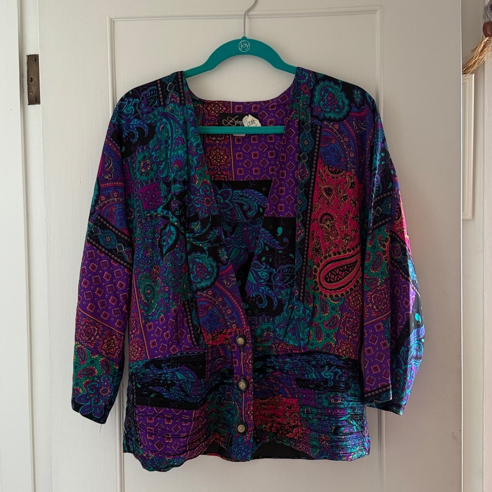 Colorful Patterned Button-Up Jacket - image 1